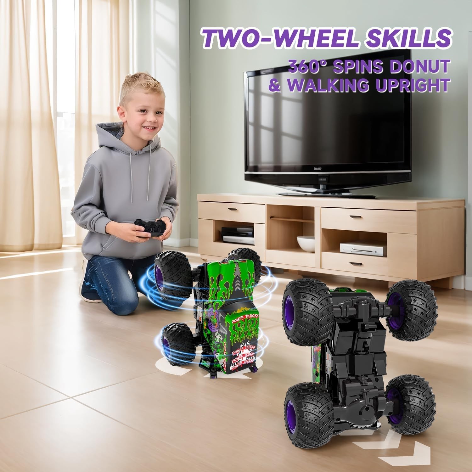 Monster Trucks RC Truck Toys 360Deg Spin & Drift Light & Sound 1:20 Scale RC Car