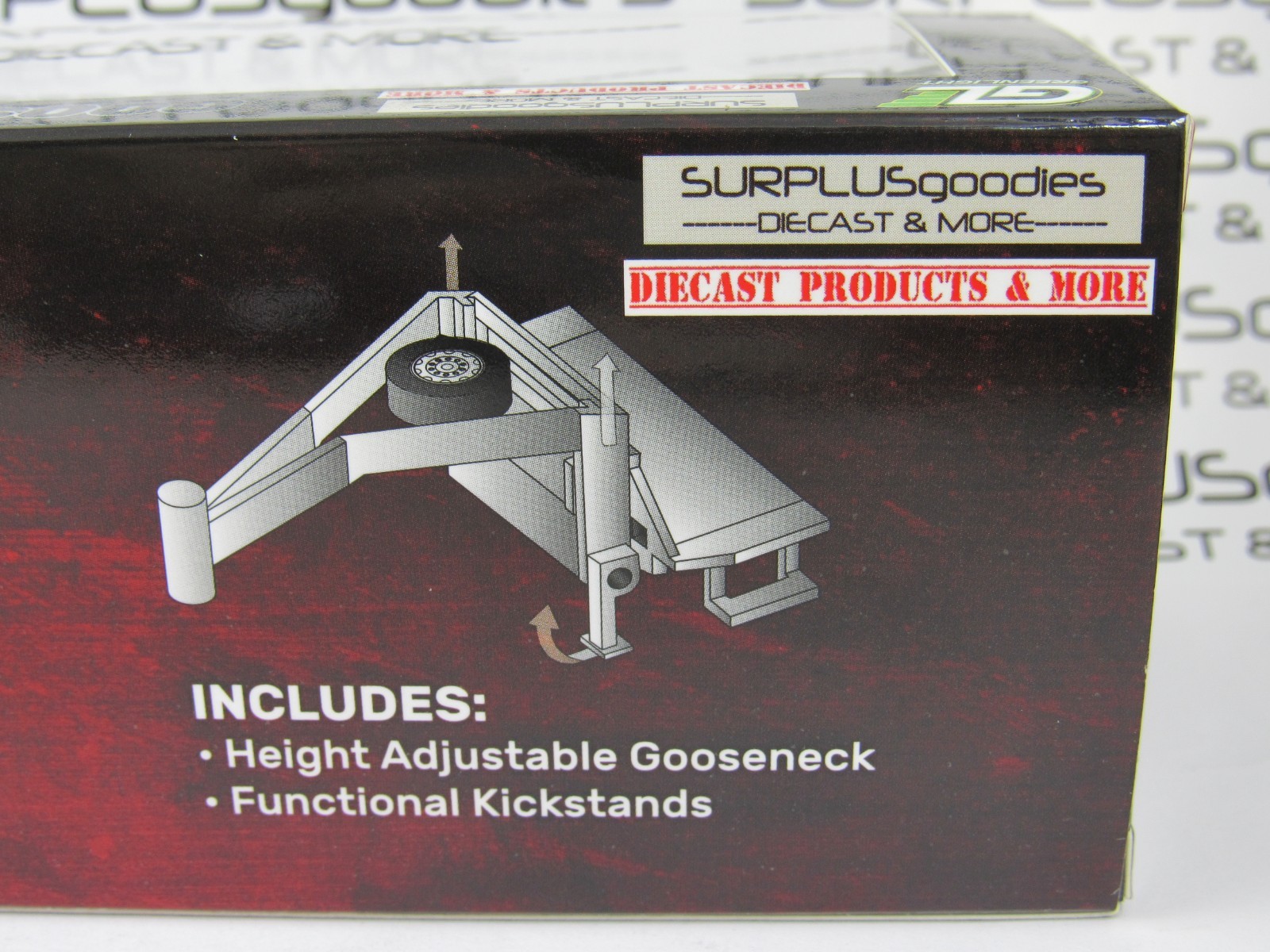 2025 SURPLUSgoodies Exclusive: Greenlight 1:64 Black GOOSENECK TRAILER #51651