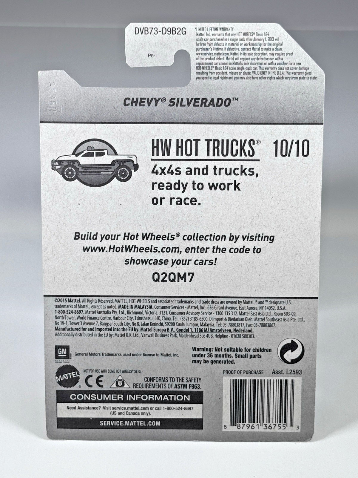 Hot Wheels Chevy Silverado Black HW Trucks 10/10 Factory Sealed Sticker