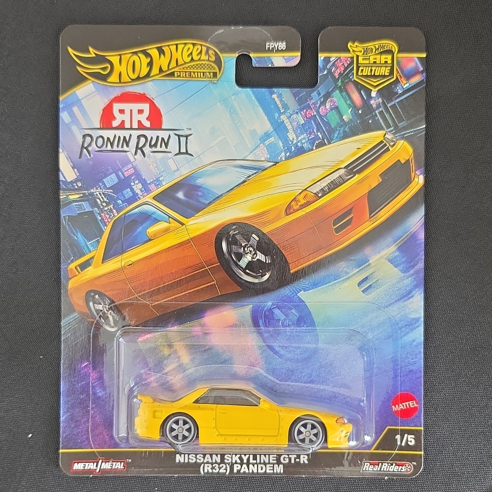Hot Wheels Car Culture Ronin Run II 1994 Nissan Skyline GT-R R32 Yellow 1:64