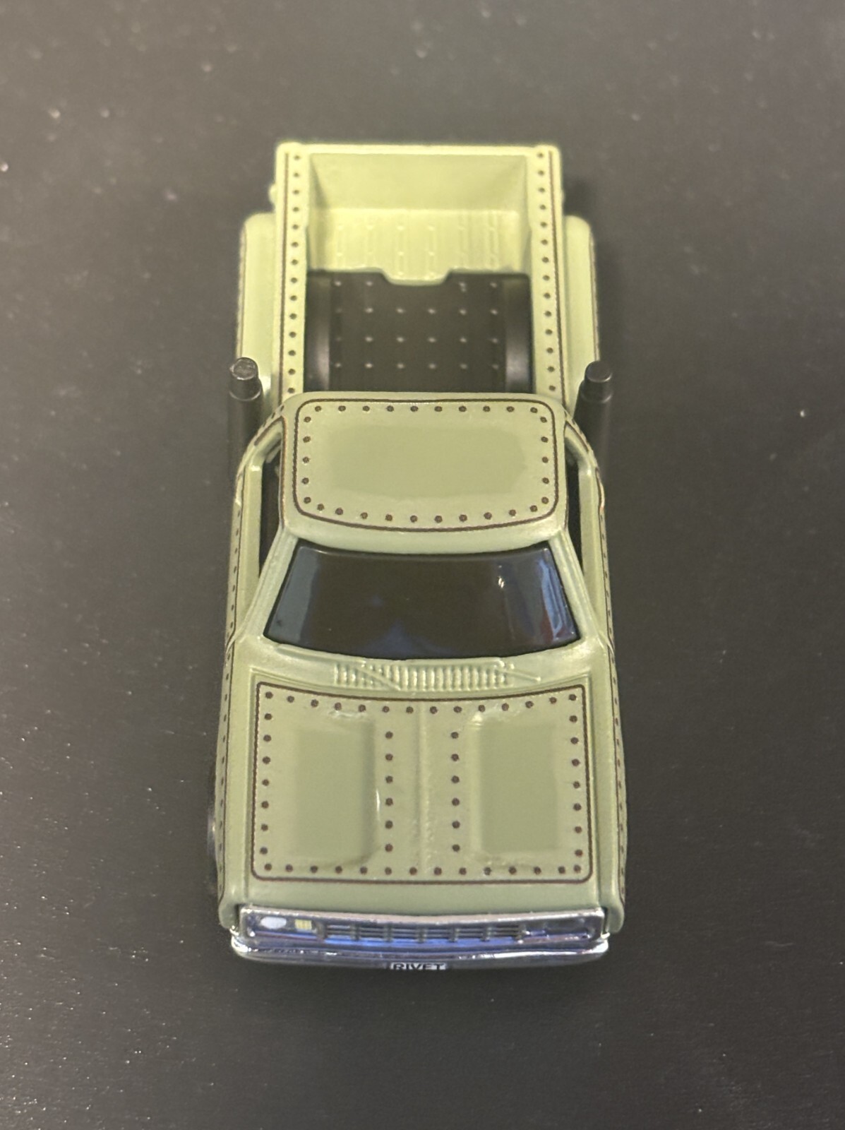 White Toner 1:64 Waterslide 1978 Dodge Lil Red Express Truck WWII Rat Rod Rivet