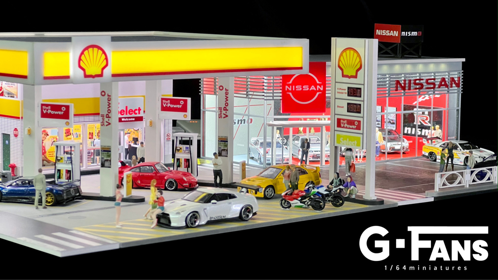 1/64 Diecast Car Garage Model LED City Street Parking Lot Scene Gifts US Diorama