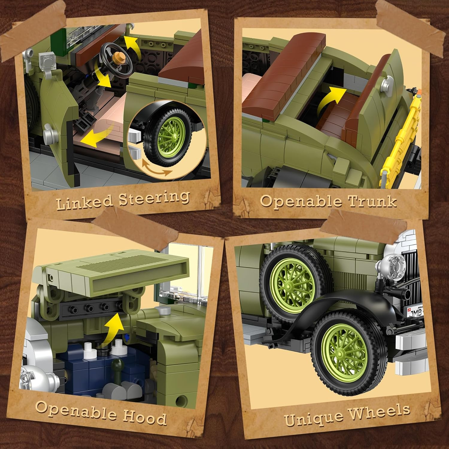 Vintage Cars Building Sets with Light for Adults, 50001 Classic Retro Convertibl