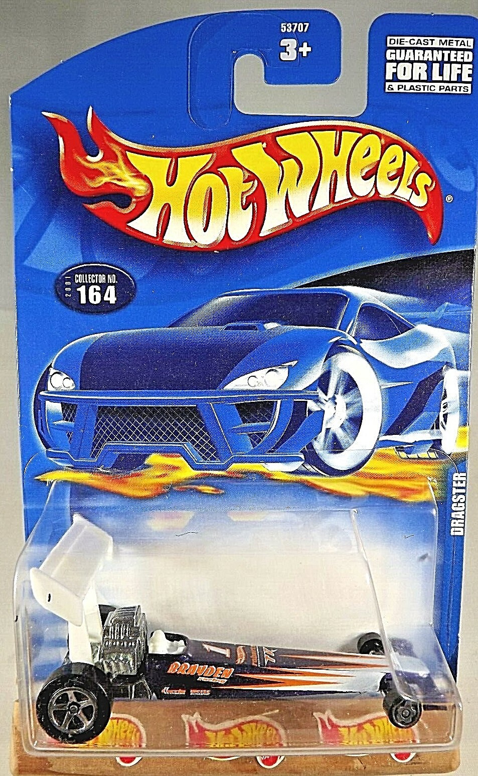 2001 Hot Wheels Mainline/Collector #164 DRAGSTER Purple/White w/5SpRear-MW Front