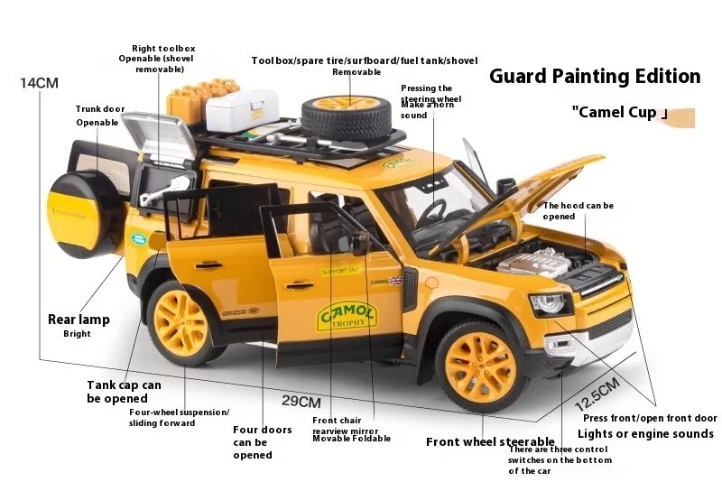1:18 Land Rover Defender 110 Diecast Model Car Toy Collectible Sound Light Gift