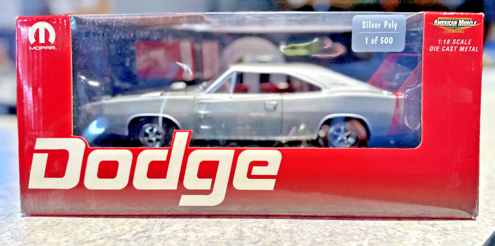 Mopar American Muscle 1969 Dodge Daytona Silver W/Red Wing 1:18 Die-Cast