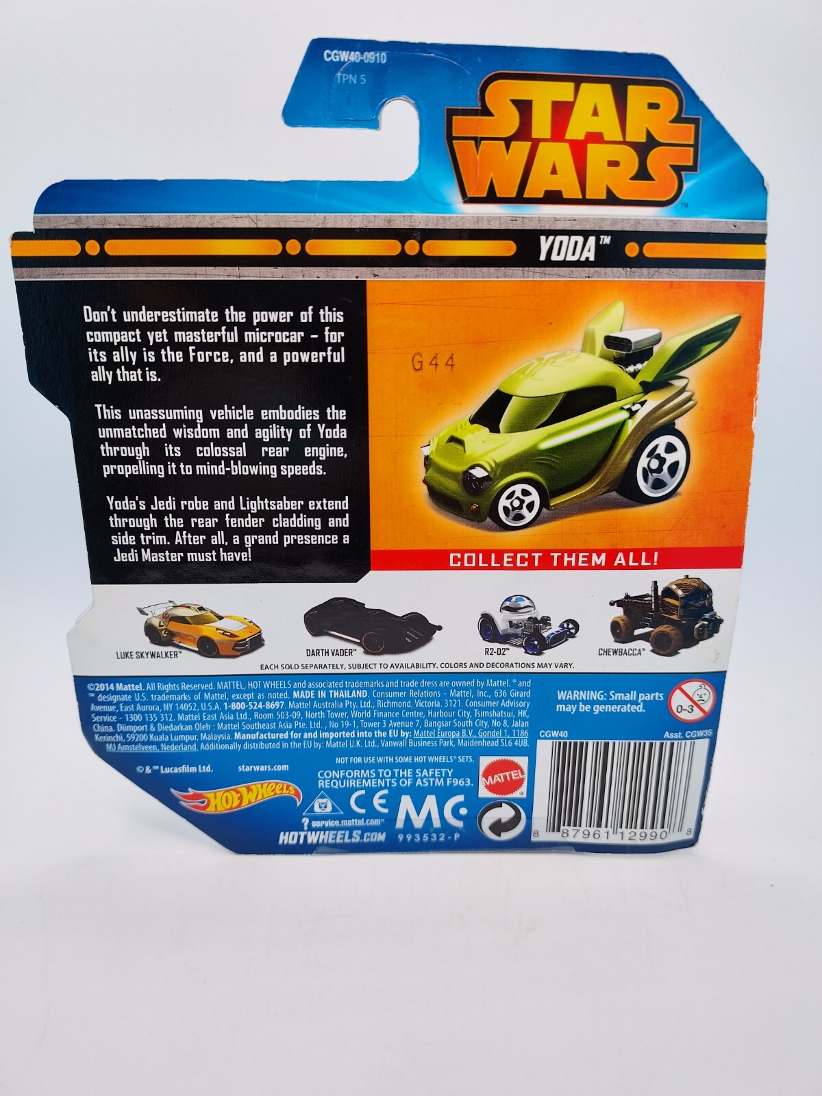 Hot Wheels Star Wars Yoda Cgw40-0910 Hotwheels Jedi New In Package 2014