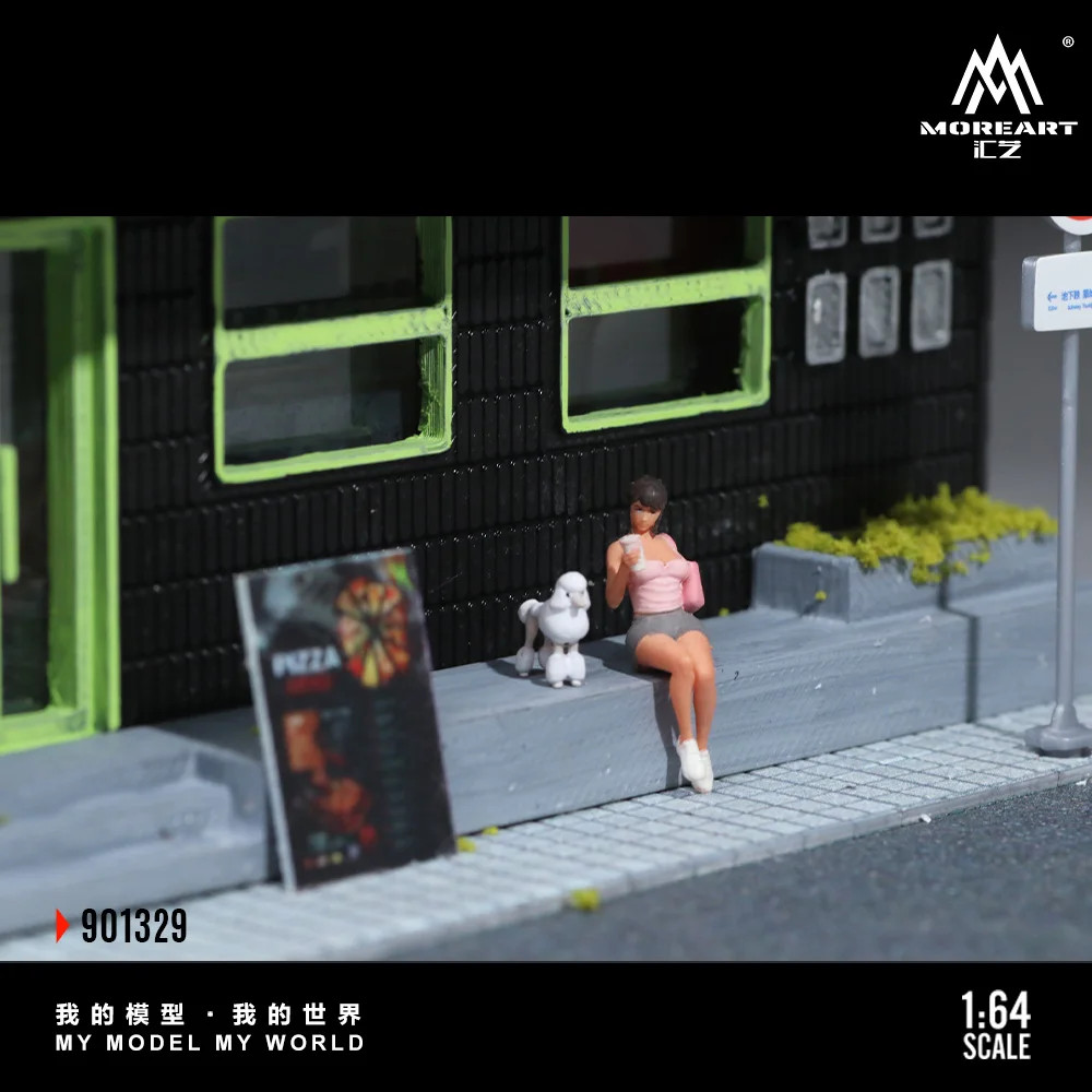 More Art 1:64 Pizza Shop Scene Simulation Model, Parking Lot Diorama For Display