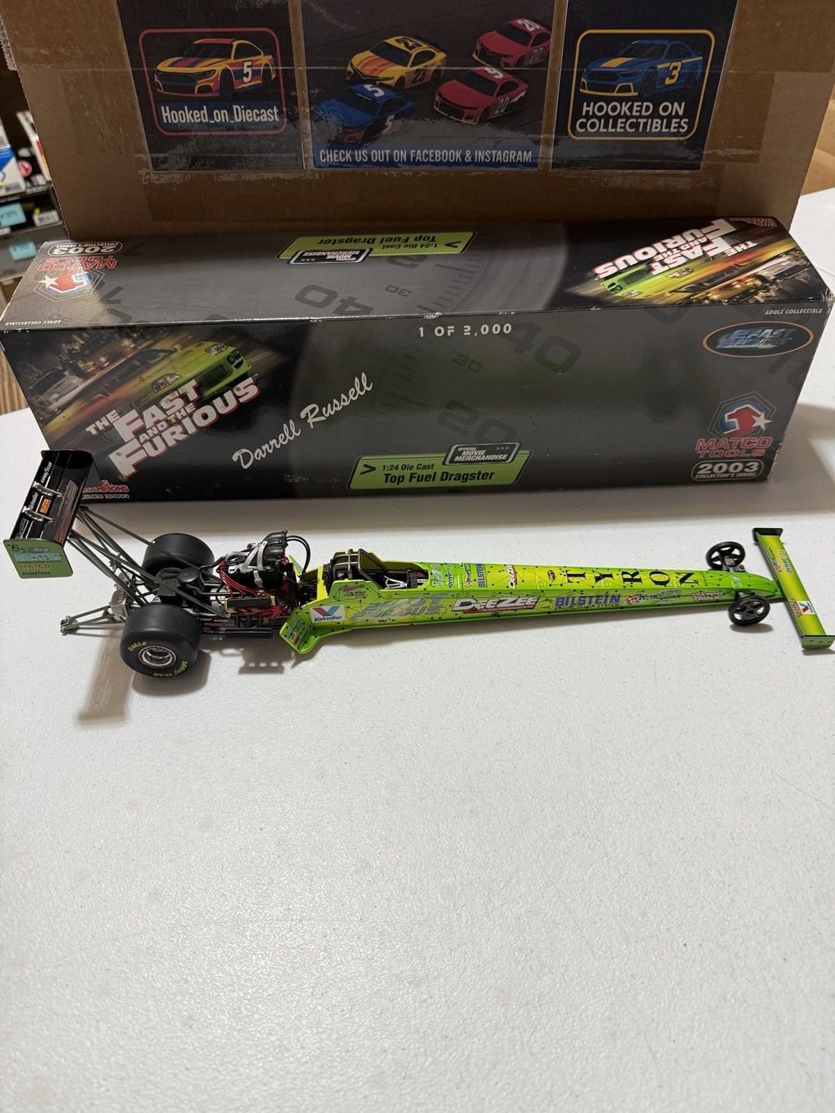 DARRELL RUSSELL THE FAST AND THE FURIOUS 03’ NHRA Top Fuel Dragster 1/24 Diecast