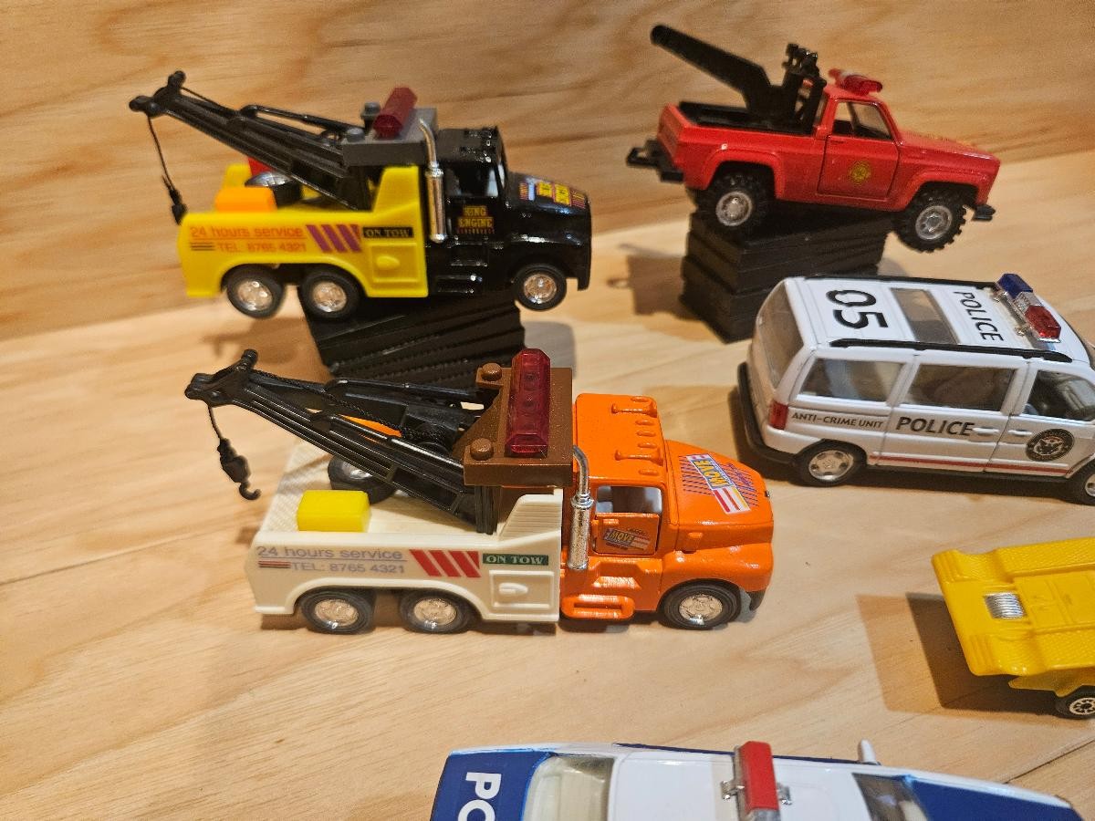Diecast Emergency Vehicle Lot Police Fire Tow Truck Flatbed 6pc Pre-Owned