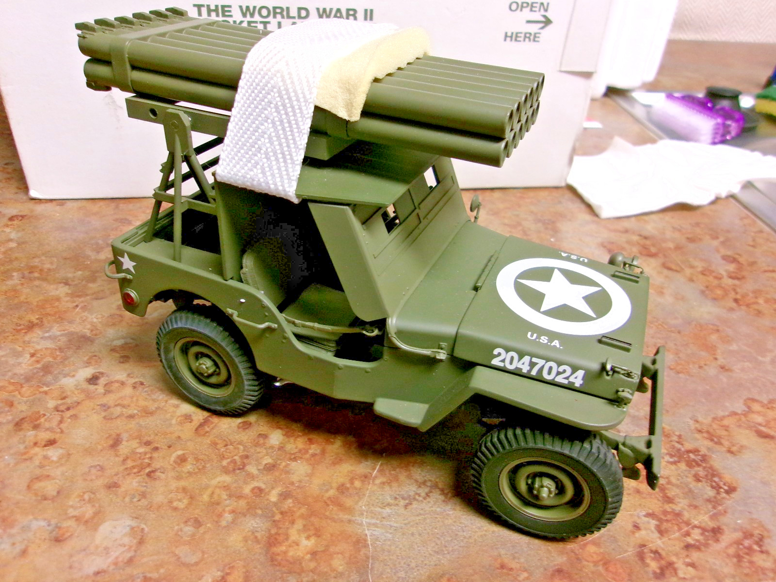 Danbury Mint World War II Jeep Replica W/Rocket Launcher 1:16-Full Package-NEW!