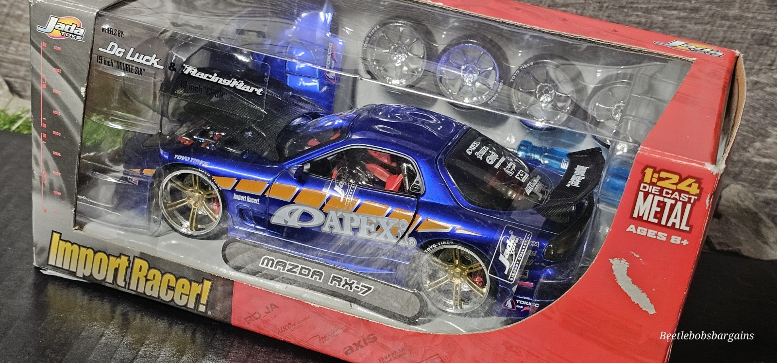Vntg 2003 Jada Import Racer Mazda RX-7 Apex 1:24 Diecast Blue Rare Car NISB