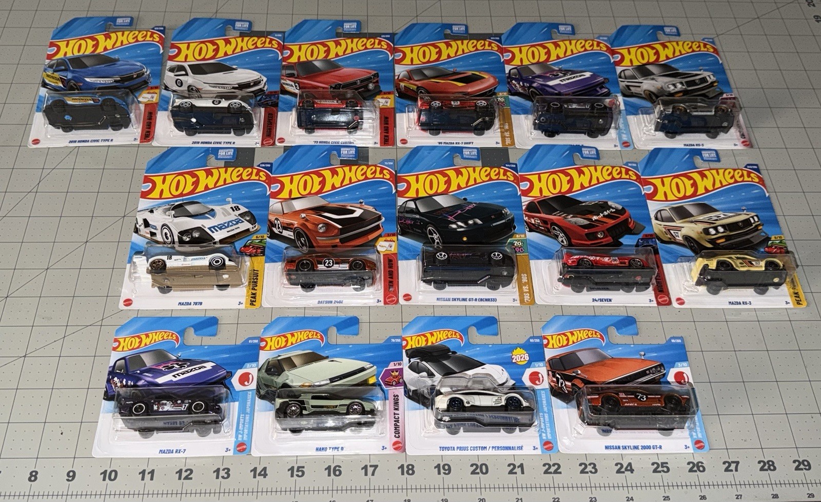 Hot Wheels JDM lot of 15 Nissan Skyline GTR Mazda RX7 Datsun Toyota Honda
