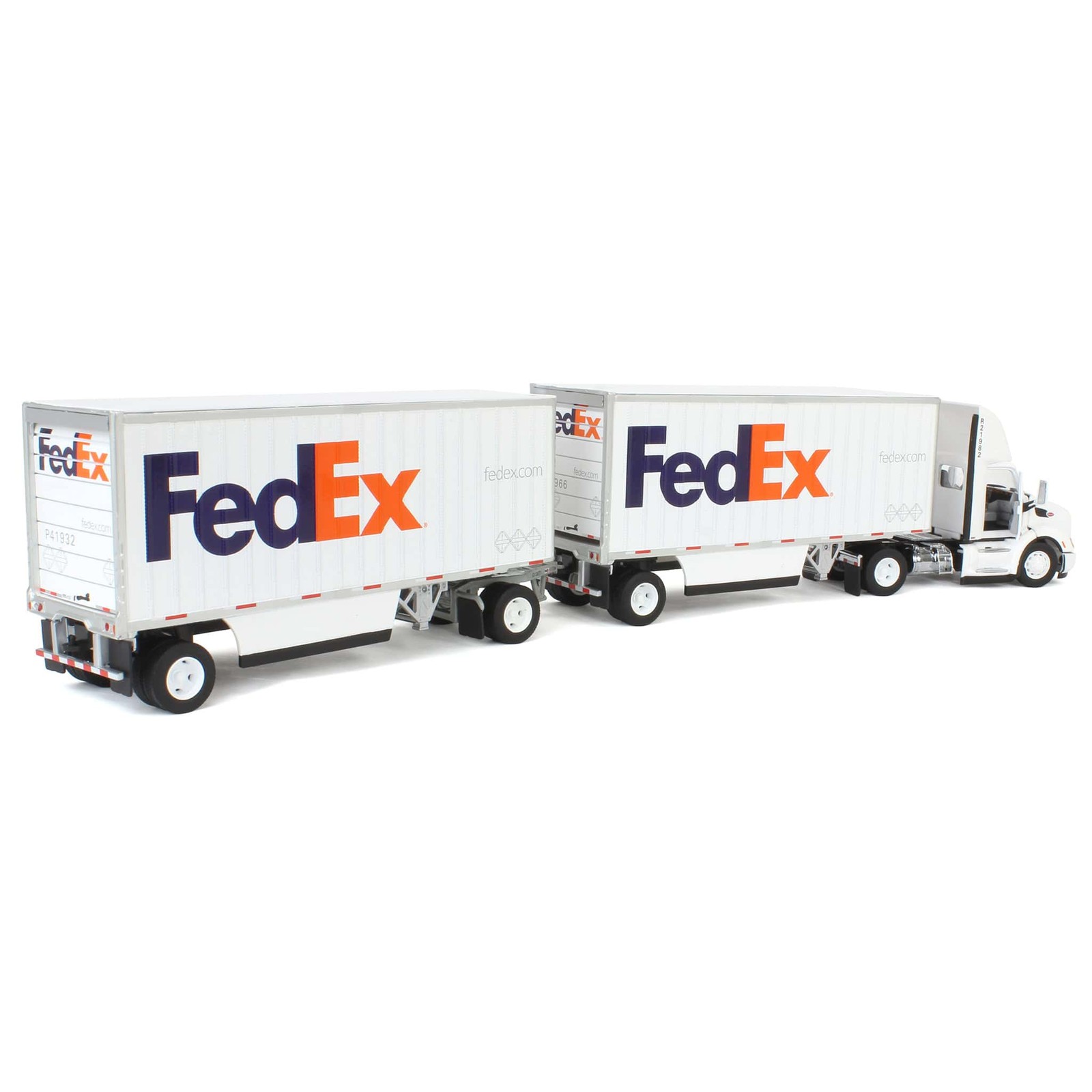 1/50 FedEx Peterbilt 579 Single Axle Day Cab w/ 2 Wabash 28’ Pup Trailers 65191