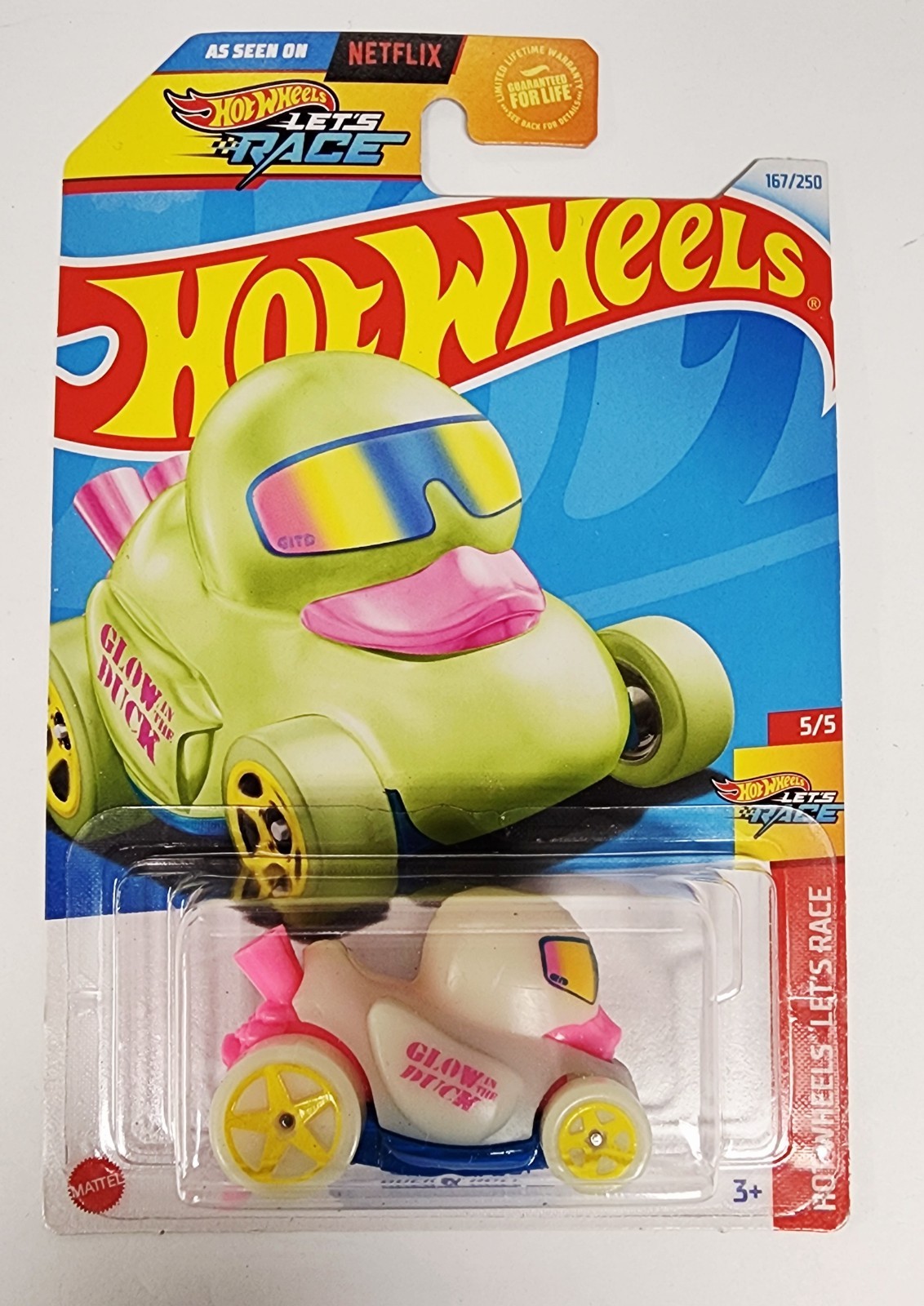 2024 Hot Wheels #167 HW Let’s Race 5/5 DUCK N’ ROLL Glow-in-the-Dark w/Yellow5Sp