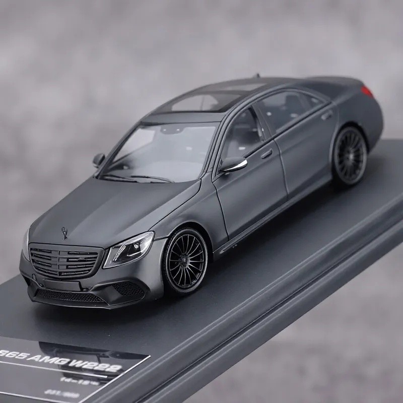 King 1:64 Matte Black AMG S65 W222 Luxury Sports Model Diecast Metal Car