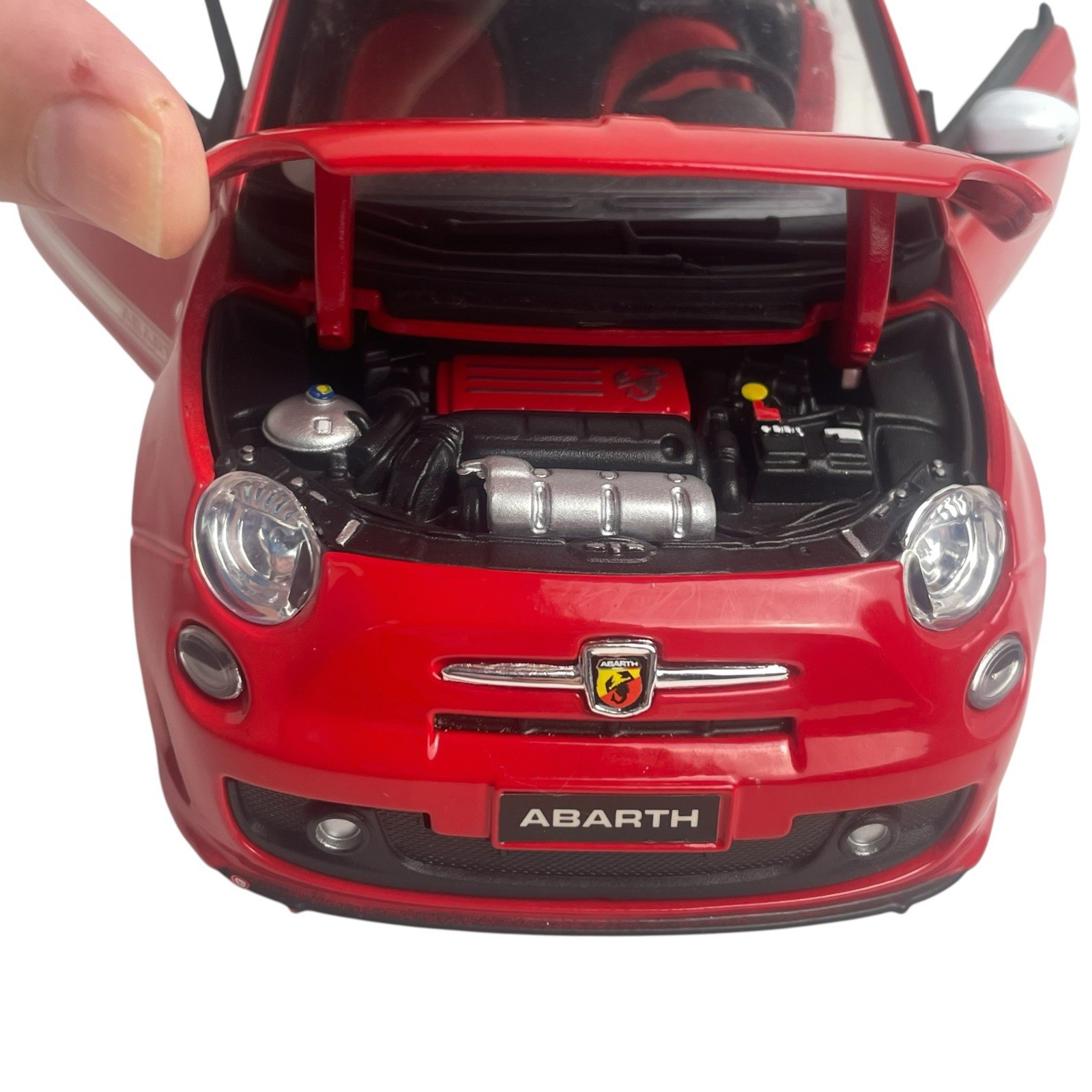 Burago Red 1/18 Abarth 500 Metal Die-Cast Detailed Model Car 7.5”L x 3.5”w x 3”h