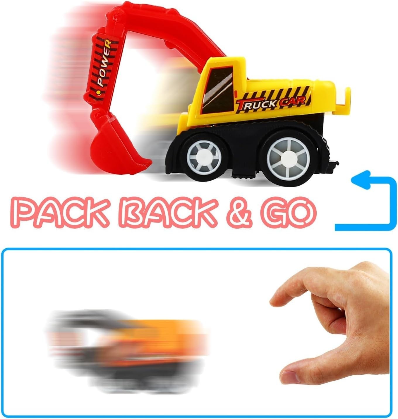 Funcorn Toys Pull Back Car 12 Pcs Mini Truck Toy Kit Set Dumper Excavator