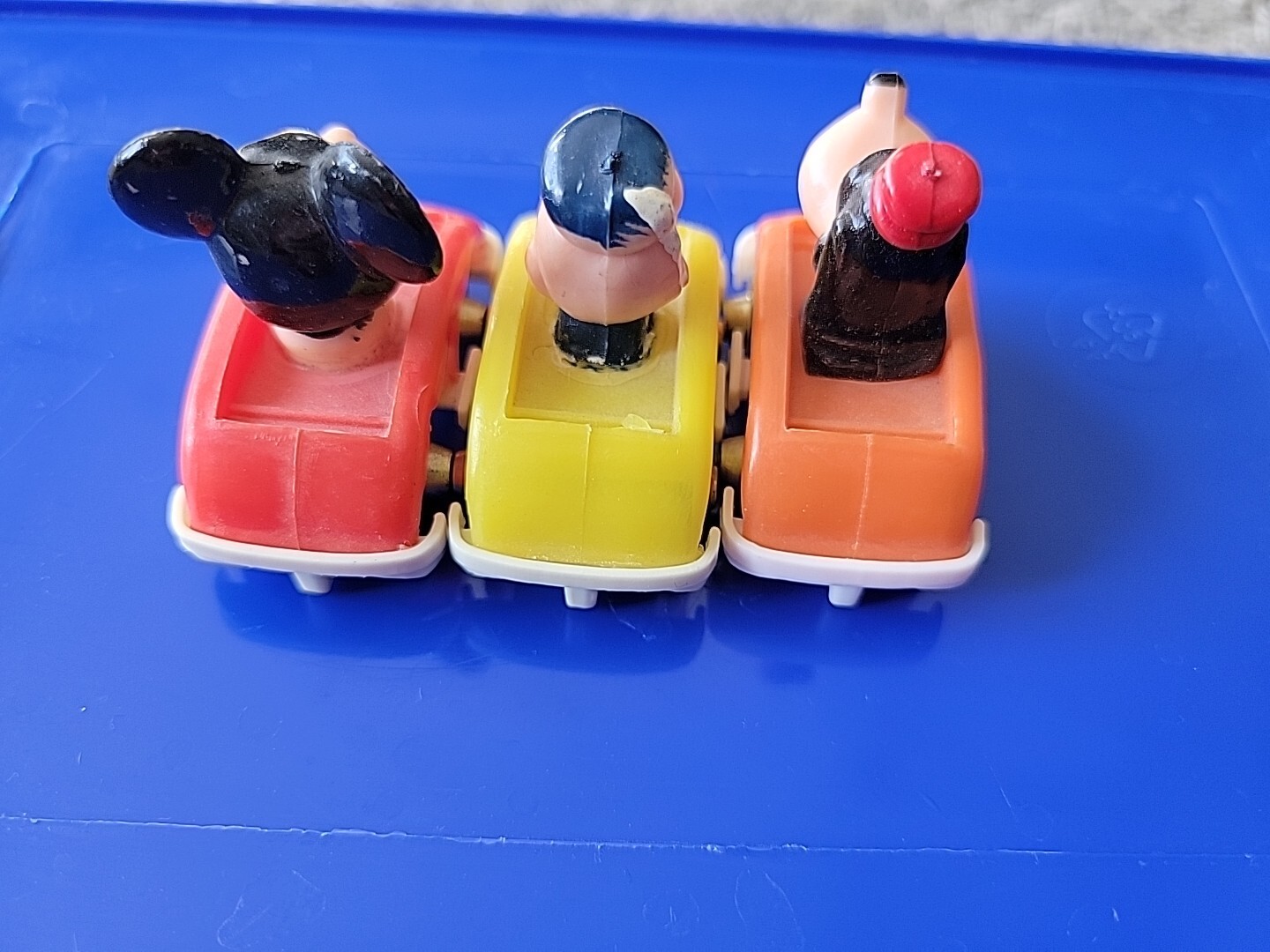Mickey Mouse Fun Castle Set of 3 Roller Coaster Cars 1960 W Donald, Goofy