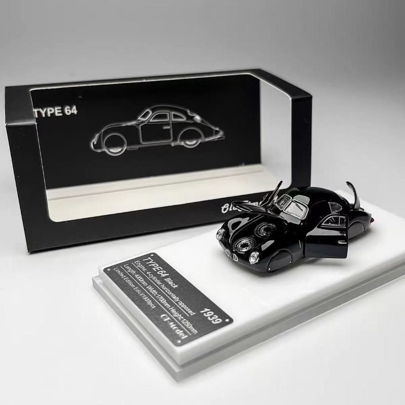 1: 64 Porsche Type 64 1939 Prototype Alloy Die Casting Model Open Door Black New