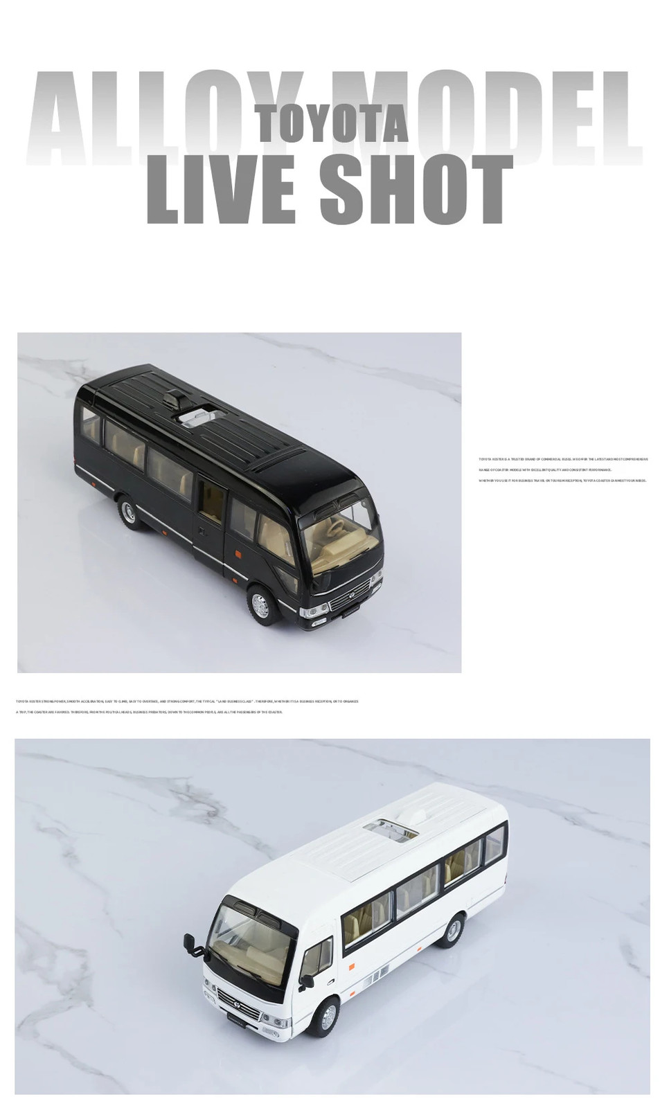 1:24 Toyota Coaster BUS Alloy Diecast Car Model Sound Light Kid’s Toy Birthday