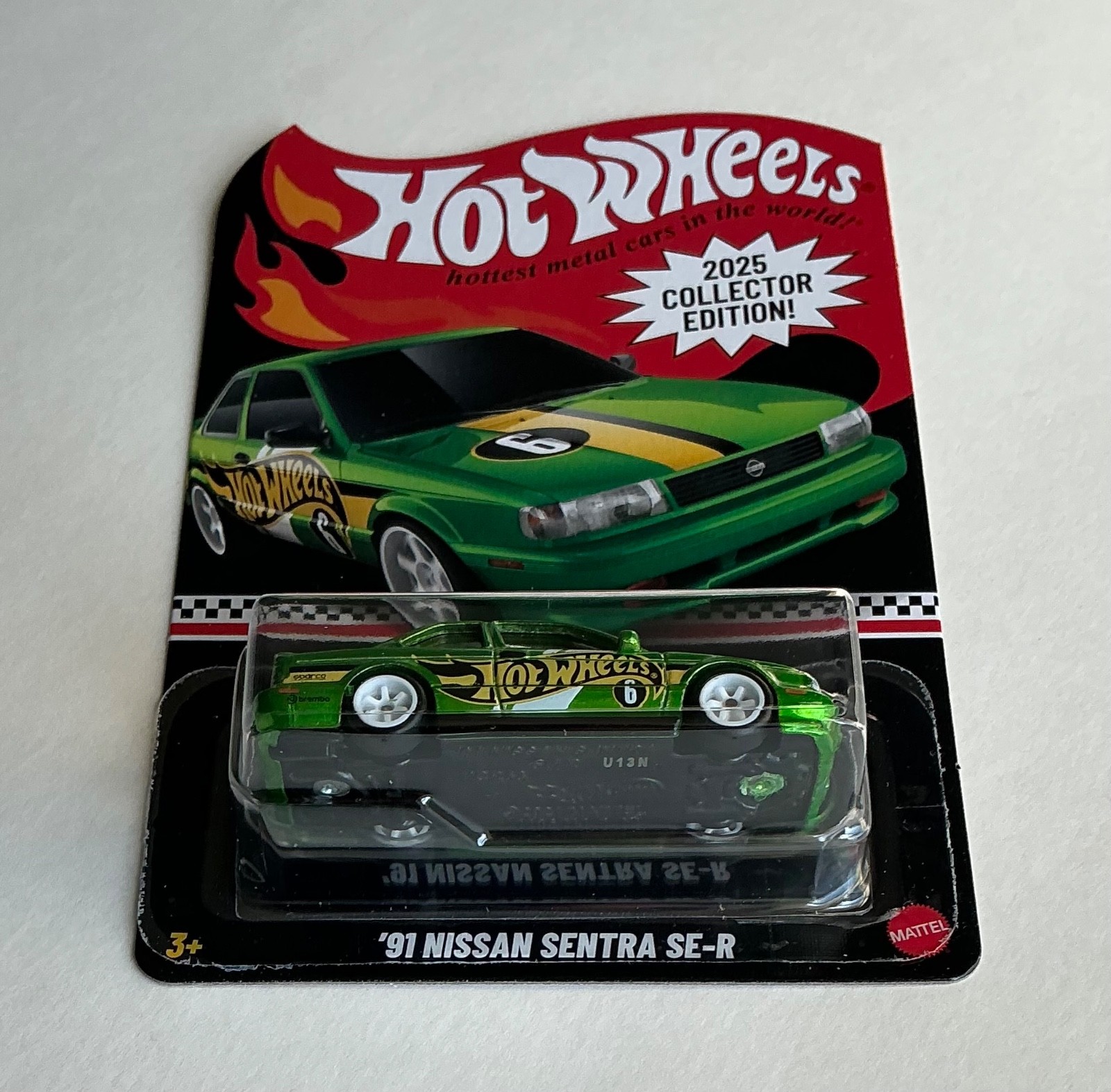 2025 Hot Wheels Kroger Mail-In ’91 Nissan Sentra SE-R green with protector