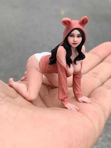 US Miniature Figure Scene Prop 1/18 Bear Sister Cute Beauty Sculpt Resin Diorama