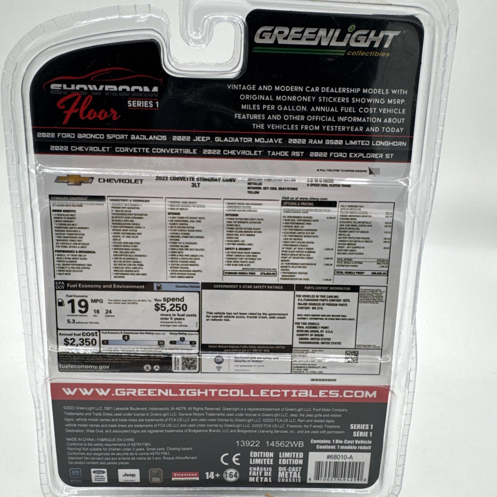 GREENLIGHT SHOWROOM FLOOR SERIES 1 2022 CHEVROLET CORVETTE