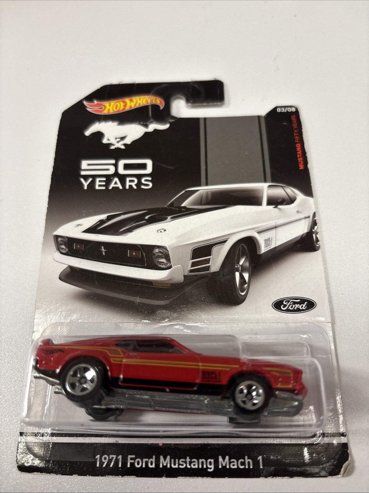 NIPn2014 Hot Wheels Mustang 50 Years Series 3/8 1971 FORD MUSTANG MACH 1 Red