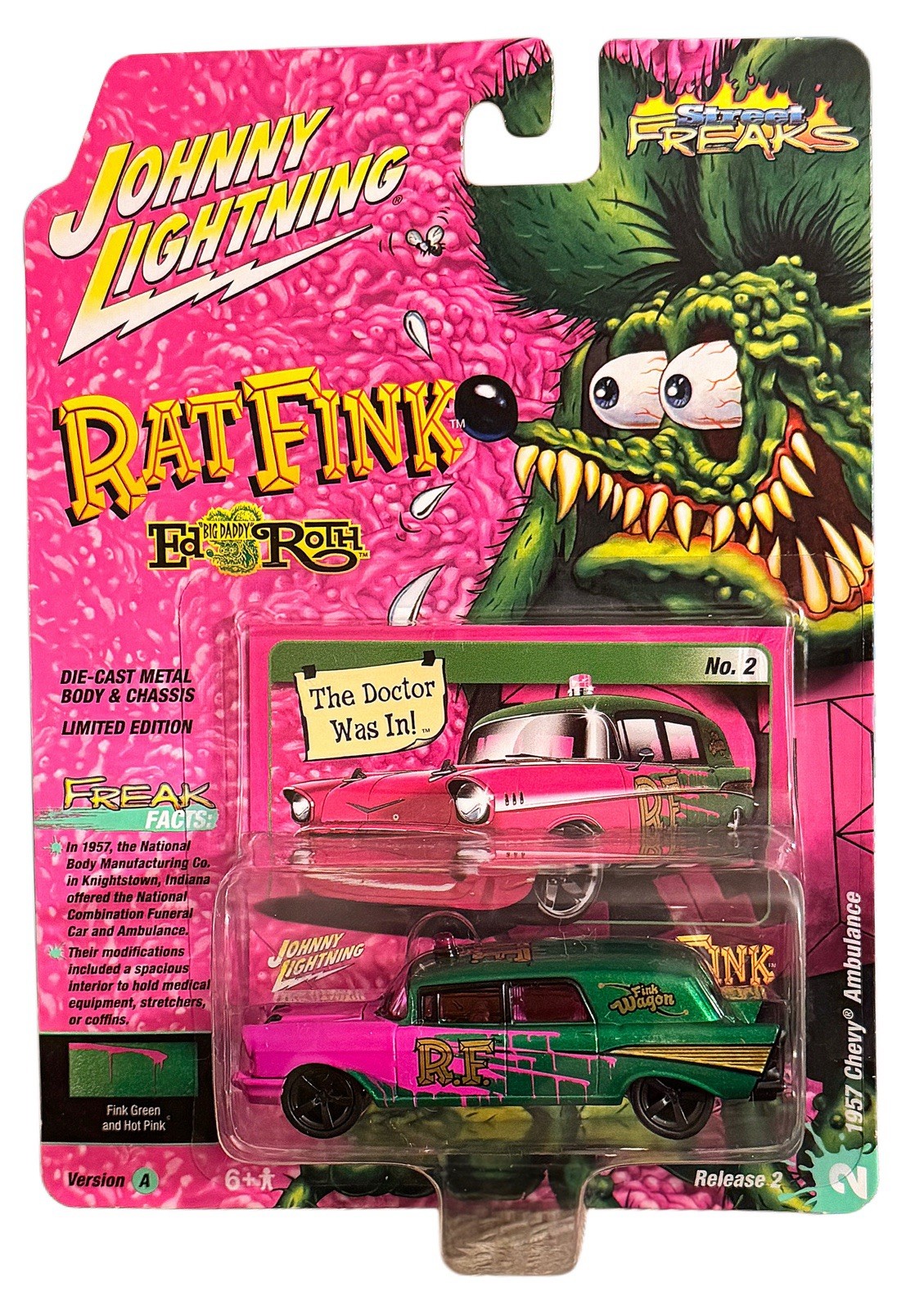 Johnny Lightning RAT FINK 1957 Chevy Ambulance 1:64 Scale
