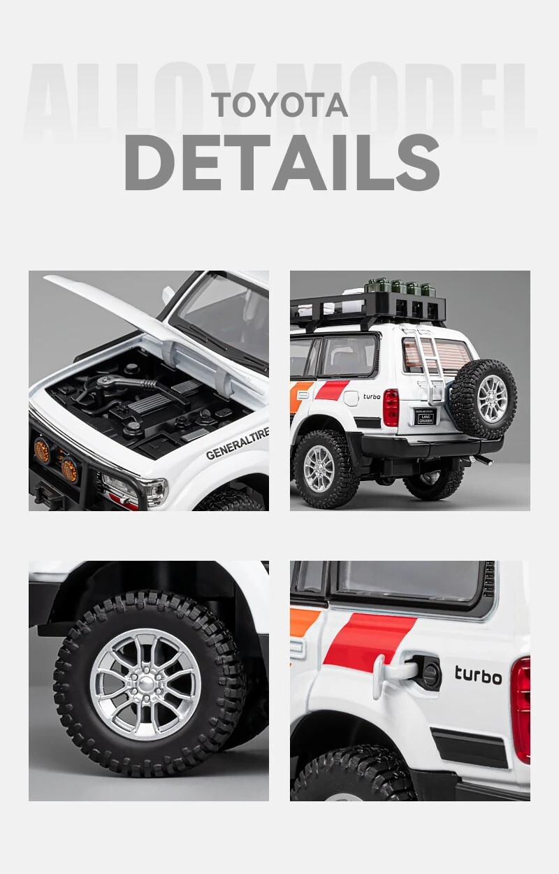 1:24 Toyota Land Cruiser LC80 Car Model Alloy Diecast Vehicle Gift Sound Light