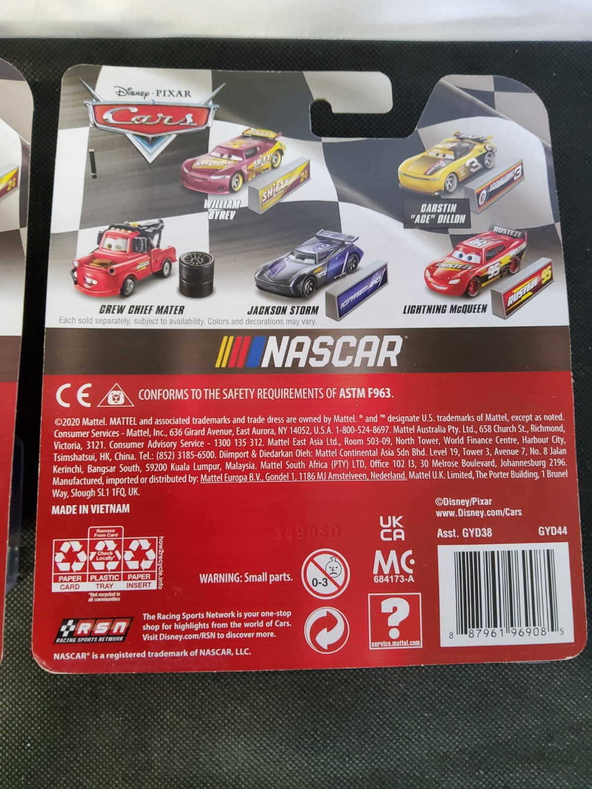 New Pixar Disney Cars NASCAR Gogo Logano William Byrev Metal Series Mattel 24 22