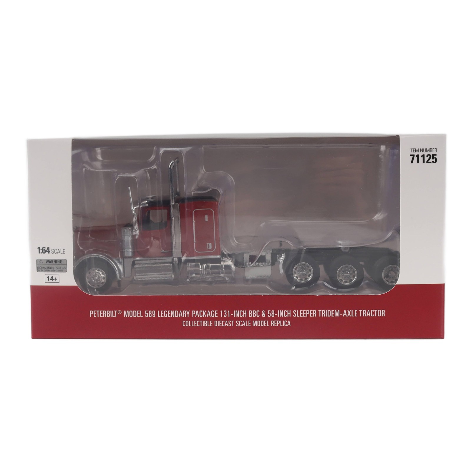 PETERBILT 589 TRUCK TRACTOR W/SLEEPER LEGENDARY RED 1/64 DIECAST MASTERS 71125