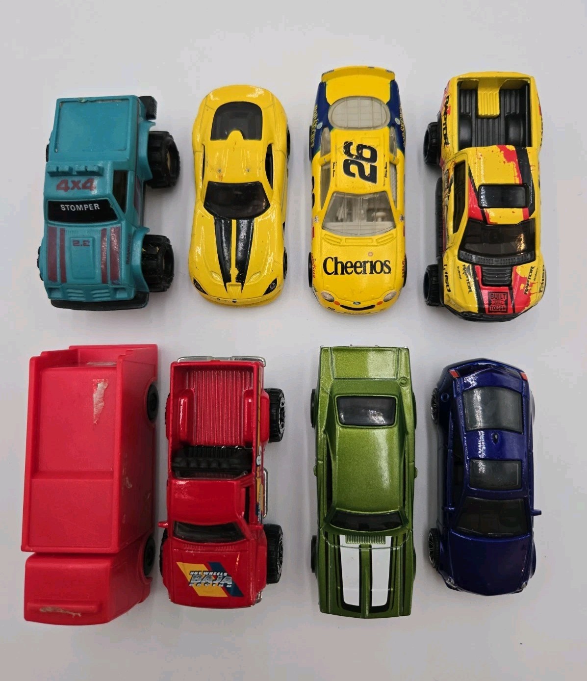 Mixed Lot of 8 Toy Cars Trucks Hot Wheels Stomper Cheerios NASCAR Fire Rescue