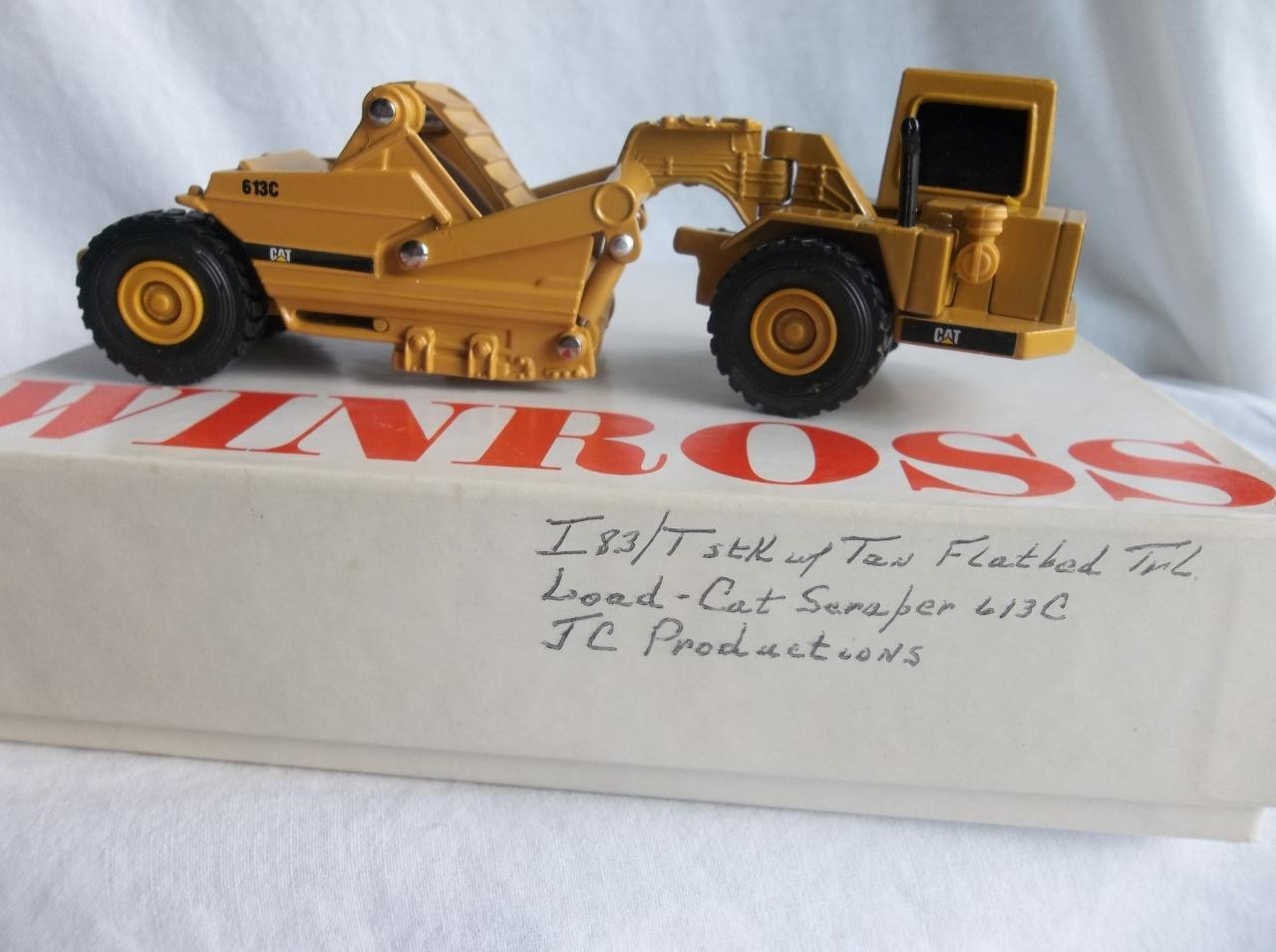 JC Productions Winross International w/Caterpillar 613C Scraper on Flatbed Box