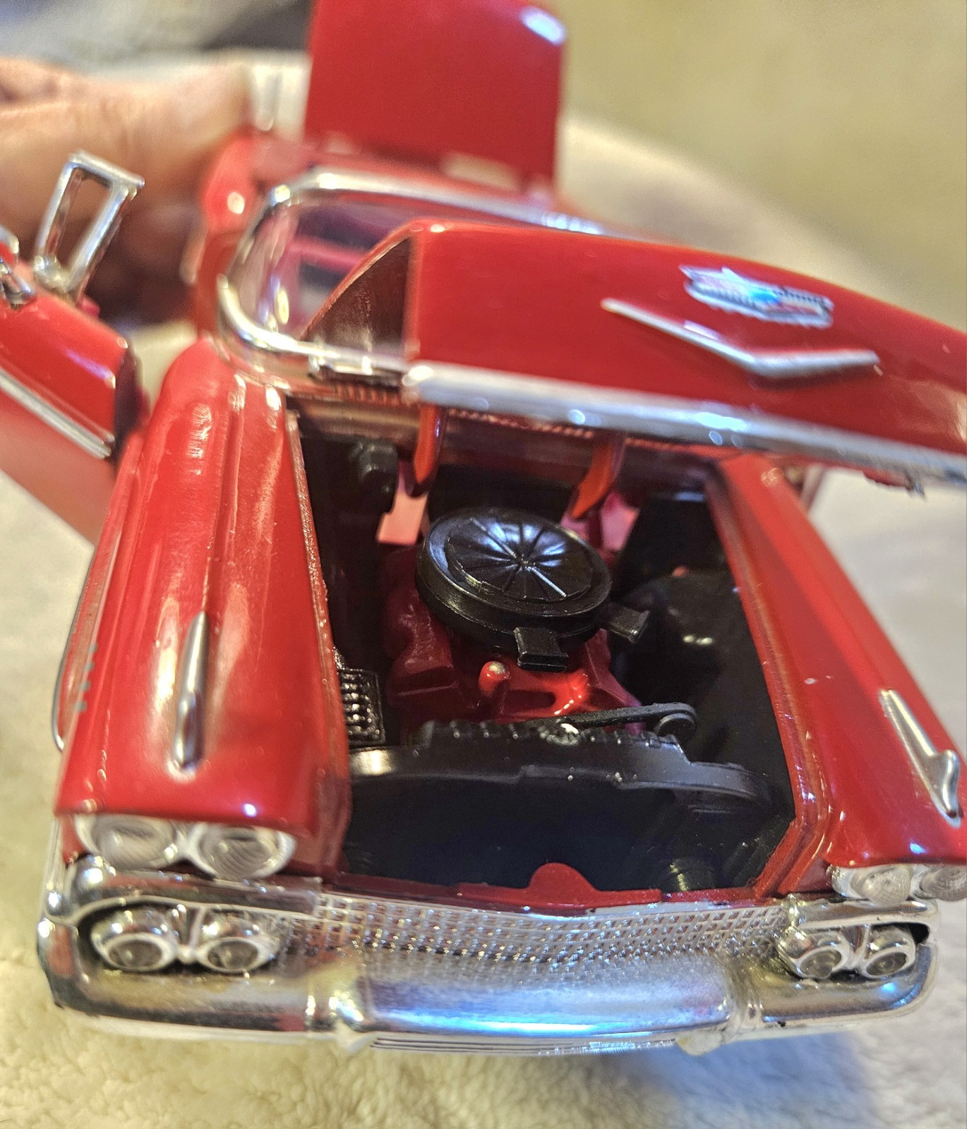 1958 Chevy Impala Convertible 1:24 Red NO BOX Diecast Vintage Car