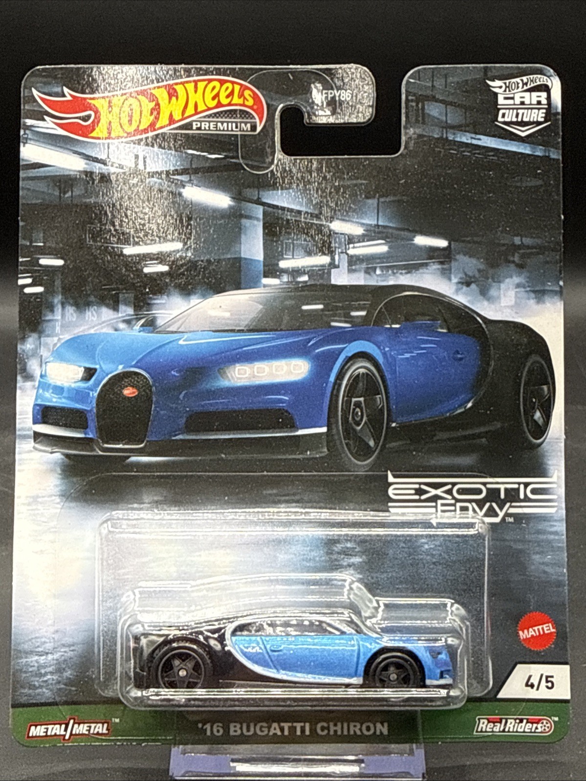 2019 Hot Wheels Premium 16 BUGATTI CHIRON blue black EXOTIC ENVY 4/5 Car Culture