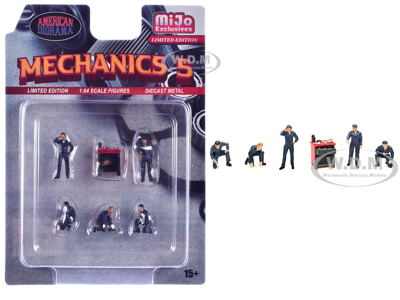 “MECHANICS #5” 6 PC DIECAST FIGURE SET FOR 1/64 BY AMERICAN DIORAMA 2435MJ