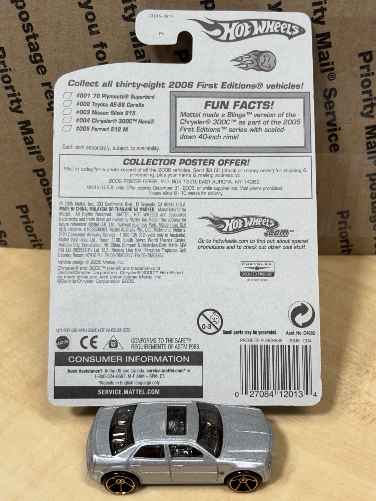 2006 Hot Wheels Chrysler 300C Hemi FTE Silver Bonus Loose