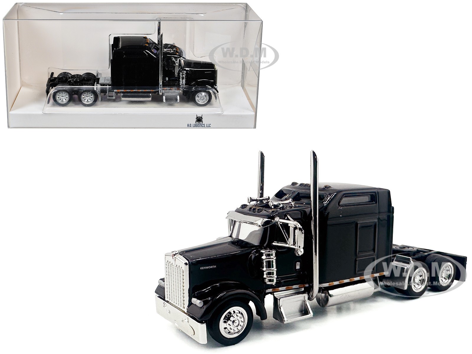 KENWORTH W900L TRUCK W/SLEEPER BLACK 1/87 (HO) SCALE BY HO LOGISTICS HL-90009