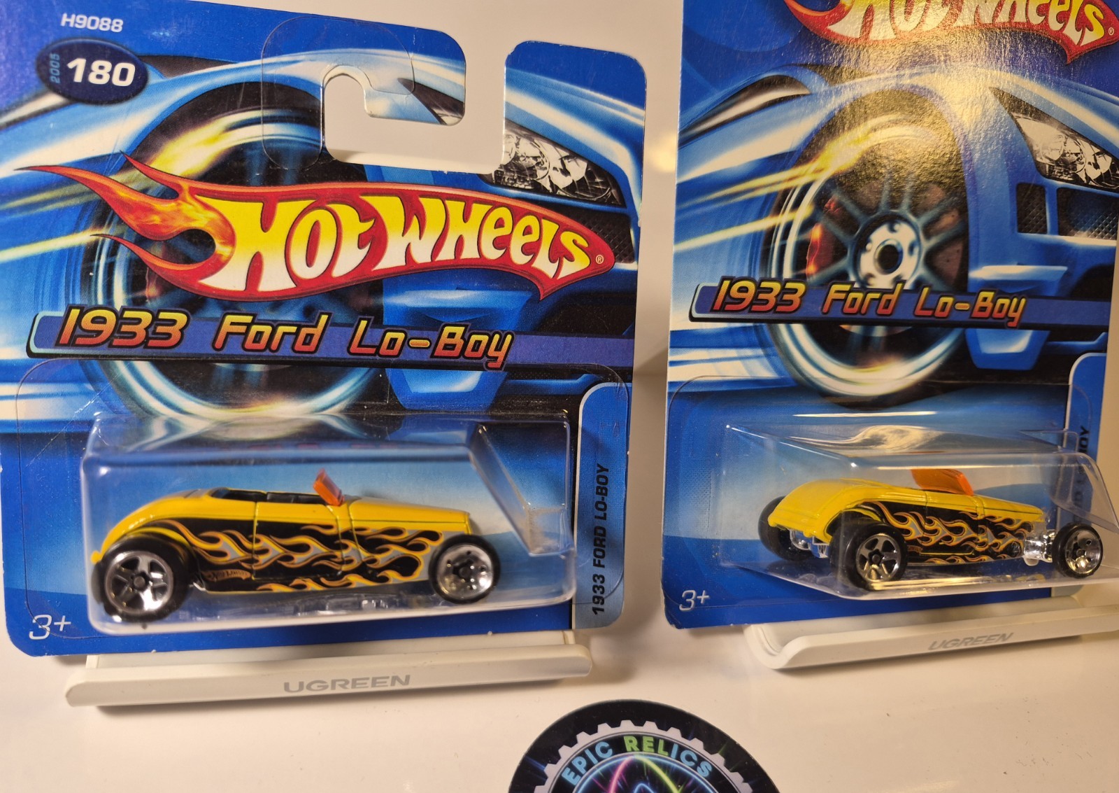 🌟BOTH! HotWheels 2005 1933 Ford Low Boy, Reg & Short Card, 👀 W/ Protector‼️
