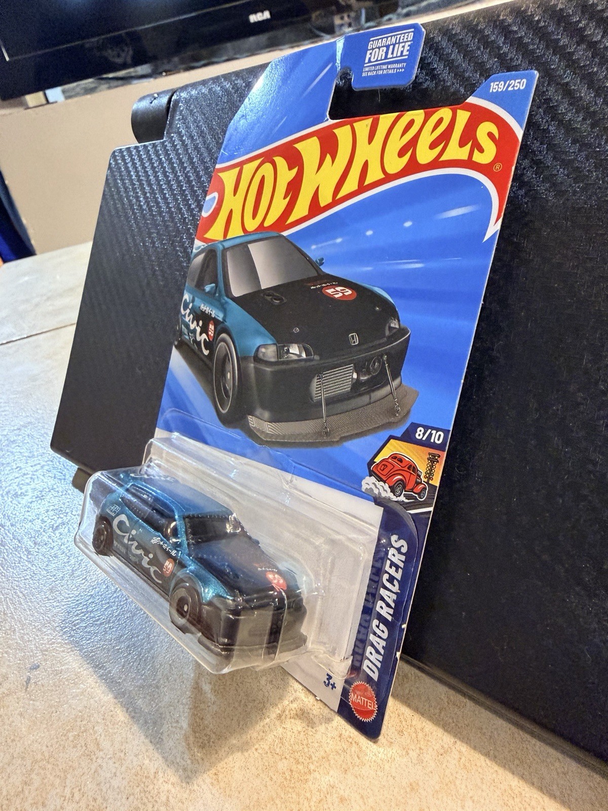 Chase Hot Wheels Honda Civic Custom Drag Racers 1:64 Diecast Car Blue/Black #3