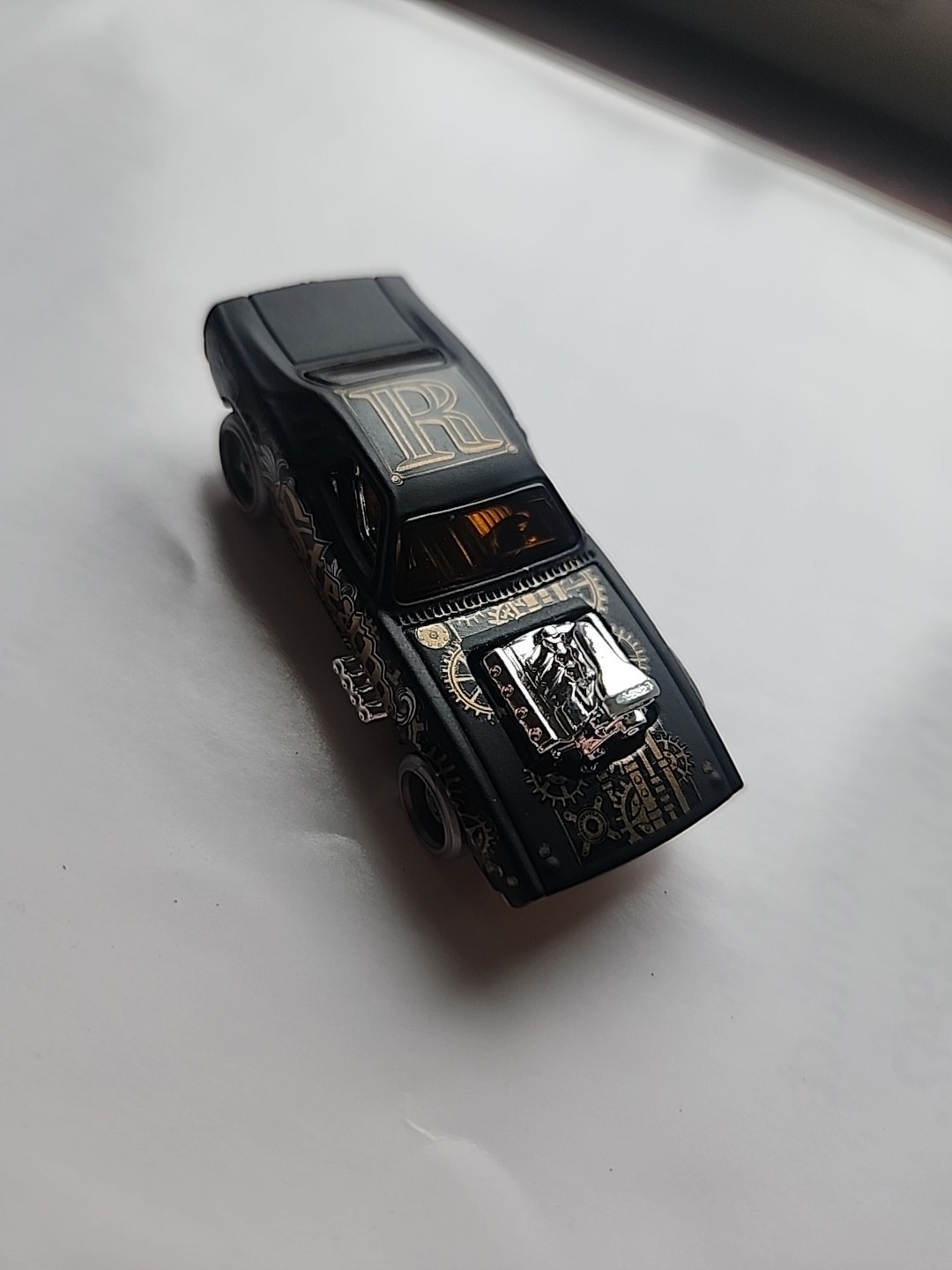 Hot Wheels Art Cars ~ 1970 RODGER DODGER ~ Steampunk Black Gold Diecast