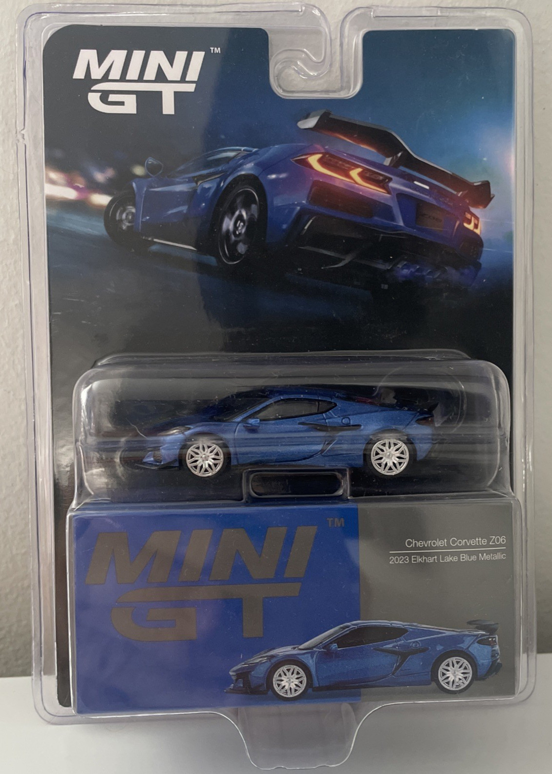 MINI GT 00892- 1/64 CHEVROLET CORVETTE Z06 2023 ELKHART BLISTER PACKAGING LHD