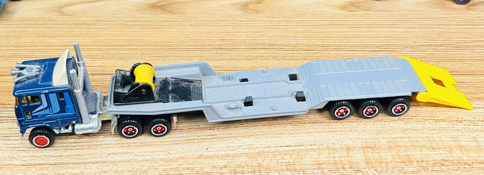 1980s Vintage Cabover Super Movers Majorette Semi Truck Tractor Trailer Low Boy