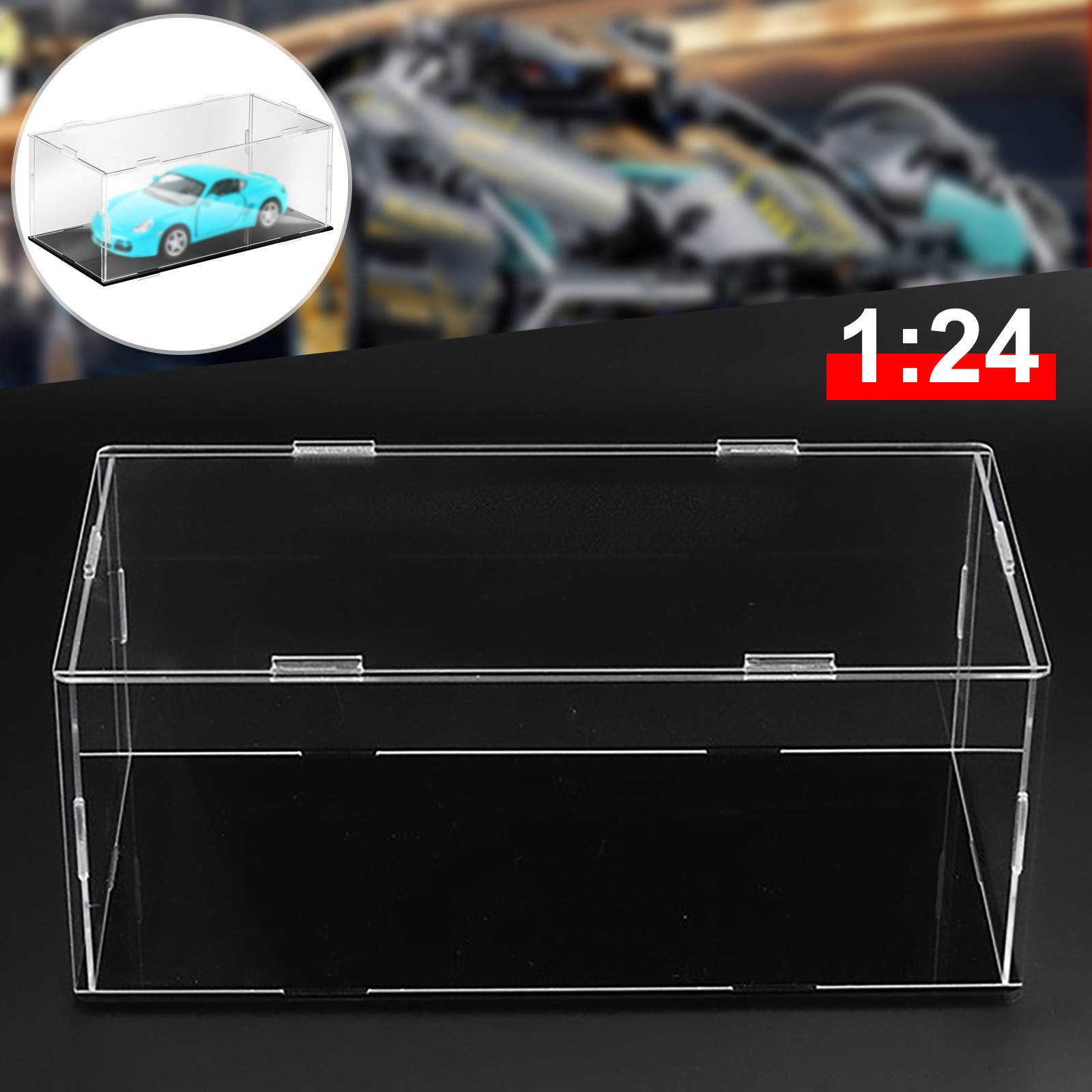 Acrylic Model Car Display Case 1:24 Display Box for Vehicle Dustproof Showcase