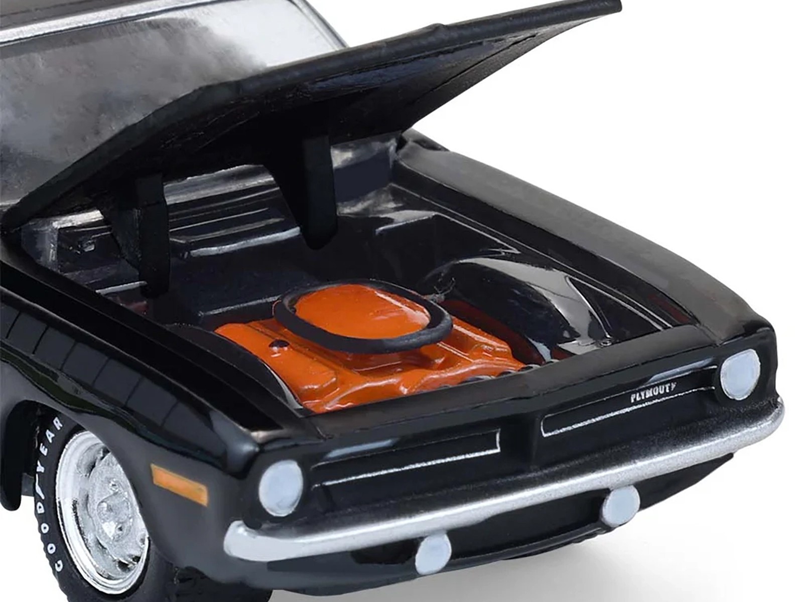 1970 PLYMOUTH ‘CUDA AAR BLACK 1/64 DIECAST MODEL CAR BY GREENLIGHT 37330 E