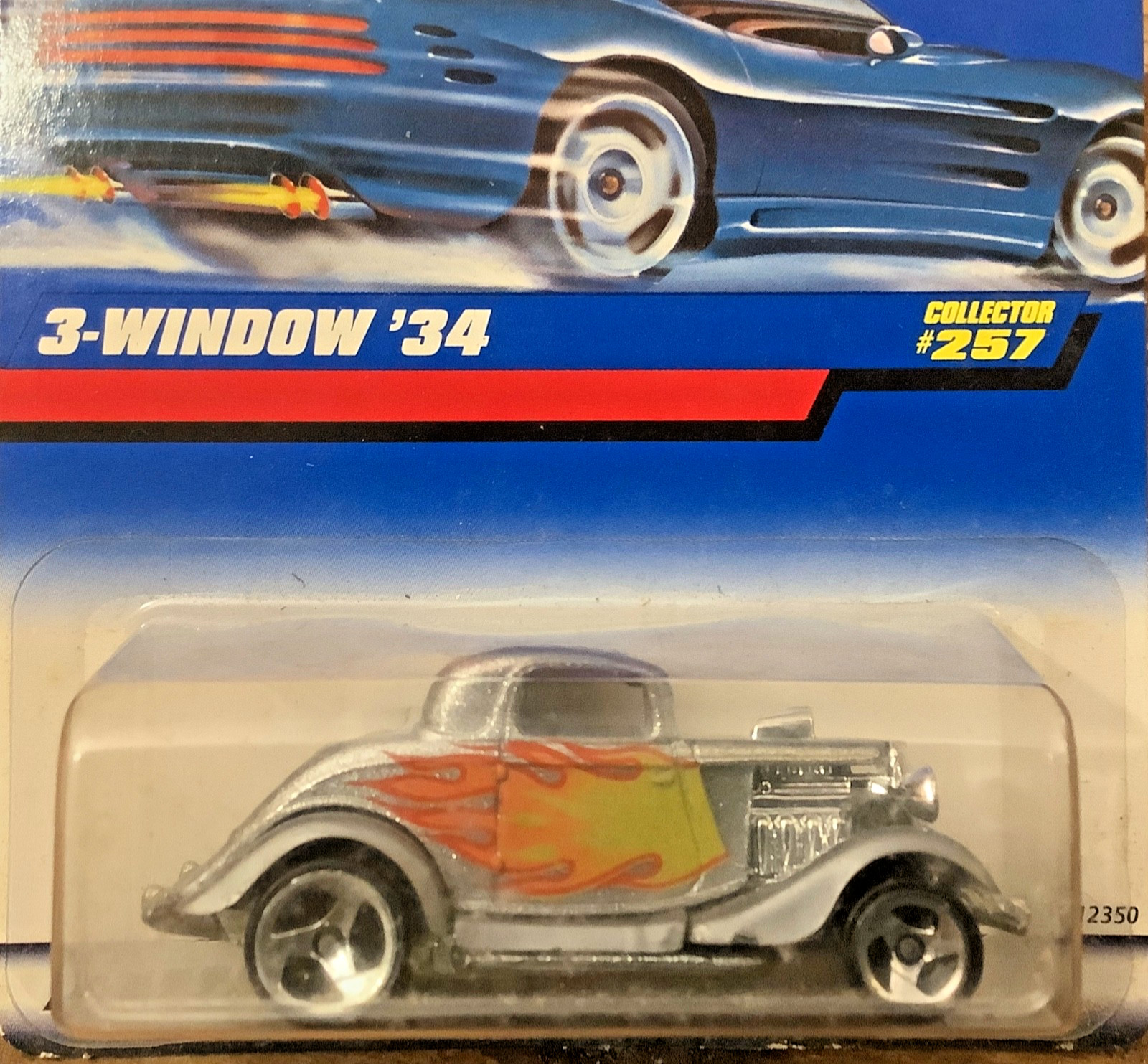 1992 Hot Wheels 3-Window ’34 #257 Three Spoke Wheels Silver With Flames
