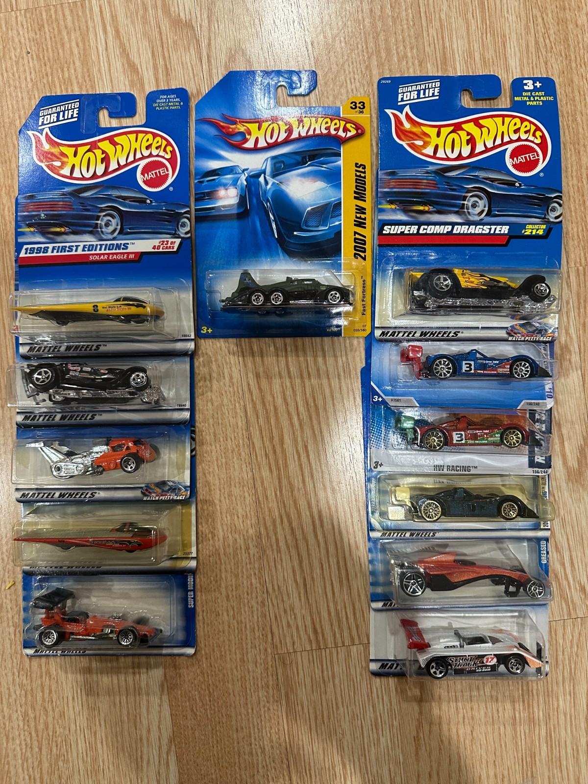 Hot Wheels Lot of 12 Dragster, Fortress, Solar Eagle, Riley Scott MK III New