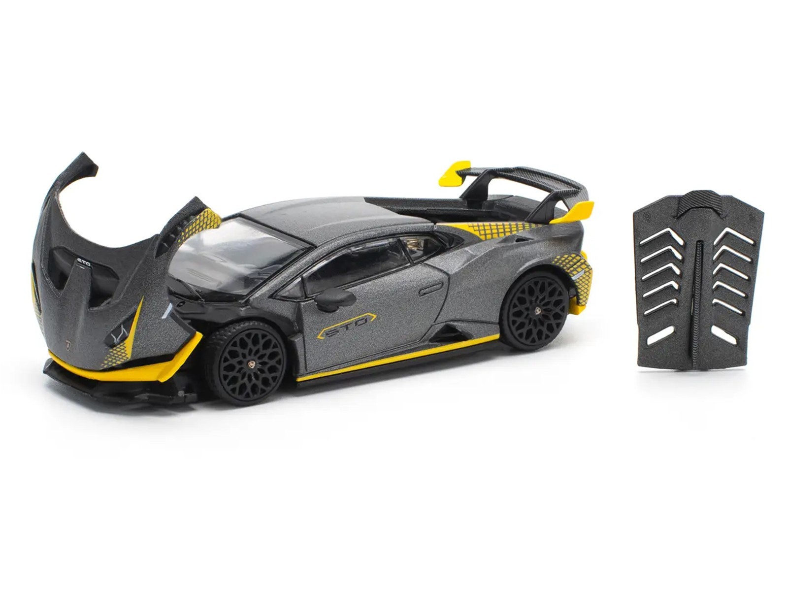 LAMBORGHINI HURACAN STO MATT GRAY 1/64 DIECAST MODEL CAR BY POP RACE PR640242